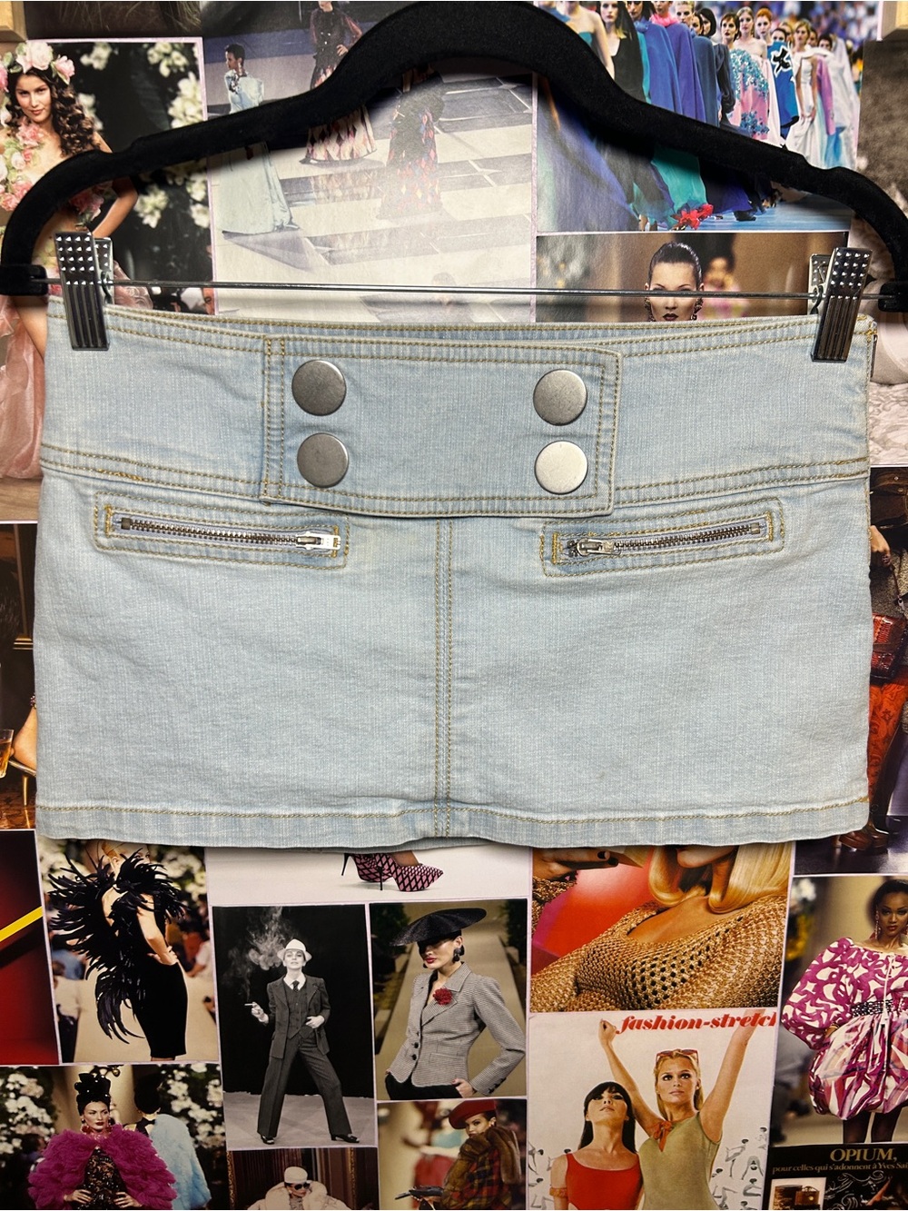 Kimchi Blue Light Wash Denim Mini Skirt with Button Detail